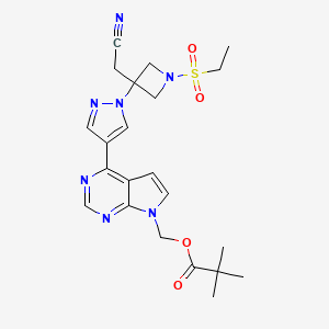B8785847 (4-(1-(3-(Cyanomethyl)-1-(ethylsulfonyl)azetidin-3-yl)-1H-pyrazol-4-yl)-7H-pyrrolo[2,3-d]pyrimidin-7-yl)methyl pivalate CAS No. 1187595-90-9