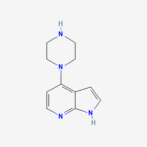 molecular formula C11H14N4 B8786027 1H-Pyrrolo[2,3-b]pyridine, 4-(1-piperazinyl)- 