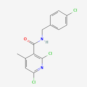 molecular formula C14H11Cl3N2O B8786483 2,6-dichloro-N-[(4-chlorophenyl)methyl]-4-methylpyridine-3-carboxamide 