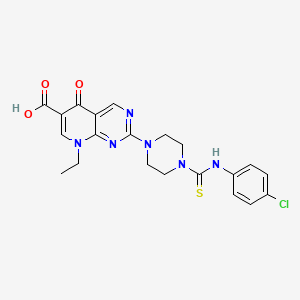 molecular formula C21H21ClN6O3S B8786519 2-(4-{[(4-Chlorophenyl)amino]carbonothioyl}-1-piperazinyl)-8-ethyl-5-oxo-5,8-dihydropyrido[2,3-d]pyrimidine-6-carboxylic Acid 