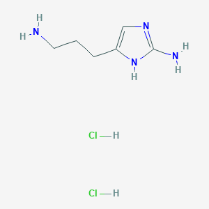molecular formula C6H14Cl2N4 B8786568 5-(3-Aminopropyl)-1H-imidazol-2-amine dihydrochloride 