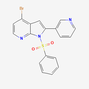 molecular formula C18H12BrN3O2S B8786969 4-bromo-1-(phenylsulfonyl)-2-(3-pyridinyl)-1H-pyrrolo[2,3-b]pyridine 