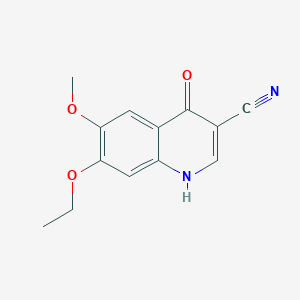 molecular formula C13H12N2O3 B8787107 3-Quinolinecarbonitrile, 7-ethoxy-1,4-dihydro-6-methoxy-4-oxo- 