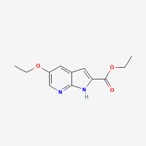 molecular formula C12H14N2O3 B8787149 1H-Pyrrolo[2,3-b]pyridine-2-carboxylic acid, 5-ethoxy-, ethyl ester 