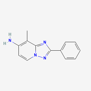 molecular formula C13H12N4 B8787215 8-Methyl-2-phenyl-[1,2,4]triazolo[1,5-A]pyridin-7-amine CAS No. 1380331-24-7