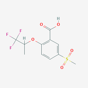 molecular formula C11H11F3O5S B8787348 5-Methylsulfonyl-2-(2,2,2-trifluoro-1-methylethoxy)benzoic acid CAS No. 845616-73-1