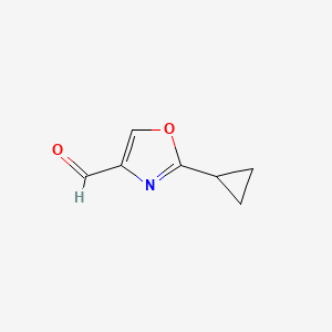 molecular formula C7H7NO2 B8787383 2-Cyclopropyloxazole-4-carbaldehyde 