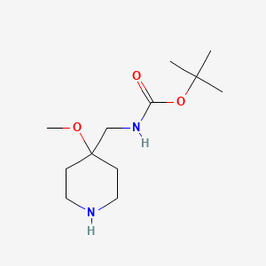 molecular formula C12H24N2O3 B8787512 tert-butyl N-[(4-methoxypiperidin-4-yl)methyl]carbamate 