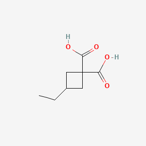 molecular formula C8H12O4 B8787574 3-Ethylcyclobutane-1,1-dicarboxylic acid 