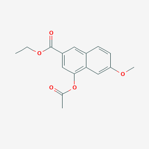 molecular formula C16H16O5 B8787953 2-Naphthalenecarboxylic acid, 4-(acetyloxy)-6-methoxy-, ethyl ester 