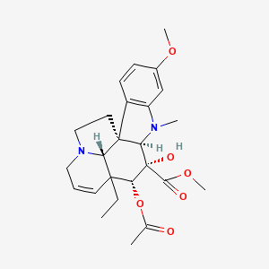 molecular formula C25H32N2O6 B8788011 Aspidospermidine-3-carboxylic acid, 4-(acetyloxy)-6,7-didehydro-3-hydroxy-16-methoxy-1-methyl-, methyl ester, (2beta,3beta,4beta,5alpha,12beta,19alpha)- 