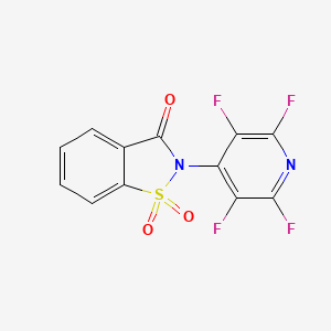 molecular formula C12H4F4N2O3S B8788020 Benzisothiazol-3(2H)-one, 2-(2,3,5,6-tetrafluoro-4-pyridyl)-, 1,1-dioxide 