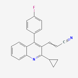 molecular formula C21H15FN2 B8788036 3-[2-Cyclopropyl-4-(4-fluorophenyl)-3-quinolyl]prop-2-enenitrile 