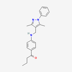 molecular formula C22H25N3O B8788039 1-(4-(((3,5-Dimethyl-1-phenyl-1H-pyrazol-4-yl)methyl)amino)phenyl)butan-1-one 