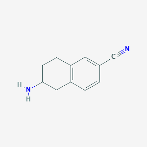 molecular formula C11H12N2 B8788051 6-Amino-5,6,7,8-tetrahydronaphthalene-2-carbonitrile 