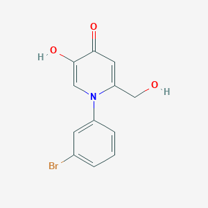 molecular formula C12H10BrNO3 B8788528 1-(3-bromophenyl)-5-hydroxy-2-(hydroxymethyl)pyridin-4(1H)-one 