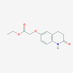 molecular formula C13H15NO4 B8788770 Ethyl 2-[(2-oxo-1,2,3,4-tetrahydroquinolin-6-yl)oxy]acetate 