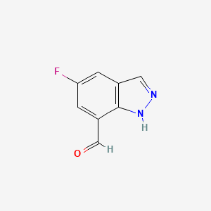 molecular formula C8H5FN2O B8788923 1H-Indazole-7-carboxaldehyde, 5-fluoro- CAS No. 1100214-39-8