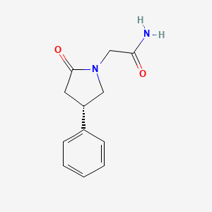 molecular formula C12H14N2O2 B8788952 1-Pyrrolidineacetamide, 2-oxo-4-phenyl-, (4S)- CAS No. 949925-08-0