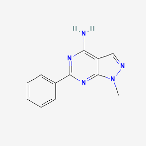 molecular formula C12H11N5 B8789199 1-Methyl-6-phenyl-1h-pyrazolo[3,4-d]pyrimidin-4-amine CAS No. 91843-67-3