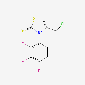 molecular formula C10H5ClF3NS2 B8789895 2(3H)-Thiazolethione, 4-(chloromethyl)-3-(2,3,4-trifluorophenyl)- CAS No. 132305-92-1