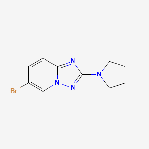 molecular formula C10H11BrN4 B8789904 6-Bromo-2-(pyrrolidin-1-YL)-[1,2,4]triazolo[1,5-A]pyridine 