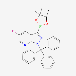 molecular formula C31H29BFN3O2 B8790016 5-Fluoro-3-(4,4,5,5-tetramethyl-1,3,2-dioxaborolan-2-yl)-1-trityl-1H-pyrazolo[3,4-b]pyridine 