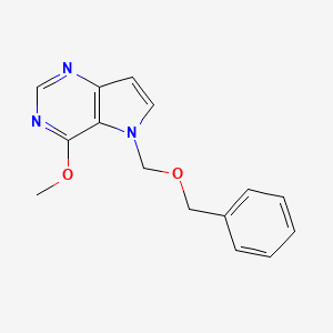 molecular formula C15H15N3O2 B8790108 5-(Benzyloxymethyl)-4-methoxy-5h-pyrrolo[3,2-d]pyrimidine 