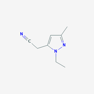molecular formula C8H11N3 B8790355 (2-ethyl-5-methyl-2H-pyrazol-3-yl)-acetonitrile 