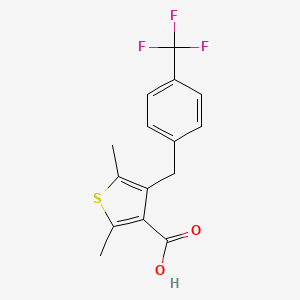 molecular formula C15H13F3O2S B8790410 2,5-Dimethyl-4-(4-(trifluoromethyl)benzyl)thiophene-3-carboxylic acid CAS No. 1006037-08-6