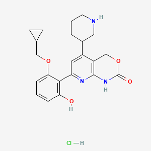 molecular formula C22H26ClN3O4 B8790449 7-(2-(cyclopropylmethoxy)-6-hydroxyphenyl)-5-(piperidin-3-yl)-1H-pyrido[2,3-d][1,3]oxazin-2(4H)-one hydrochloride 