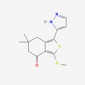 6,6-dimethyl-3-(methylthio)-1-(1H-pyrazol-3-yl)-6,7-dihydrobenzo[c]thiophen-4(5H)-one