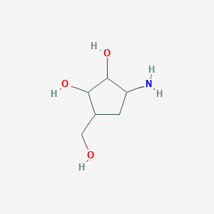 molecular formula C6H13NO3 B8790822 3-Amino-5-(hydroxymethyl)cyclopentane-1,2-diol CAS No. 62138-01-6