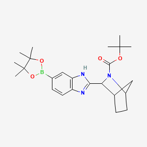 molecular formula C24H34BN3O4 B8791040 (1R,3S,4S)-3-[6-(4,4,5,5-Tetramethyl-1,3,2-dioxaborolan-2-yl)-1H-benzimidazol-2-yl]-2-azabicyclo[2.2.1]heptane-2-carboxylic acid 1,1-dimethylethyl ester 