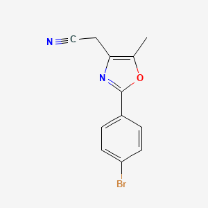 molecular formula C12H9BrN2O B8791204 2-(2-(4-Bromophenyl)-5-methyloxazol-4-YL)acetonitrile 