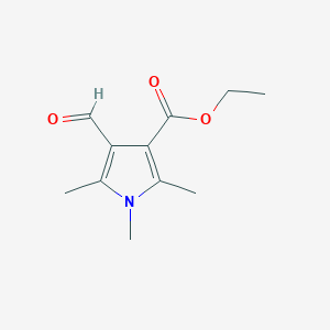 molecular formula C11H15NO3 B8791289 ethyl 4-formyl-1,2,5-trimethyl-1H-pyrrole-3-carboxylate CAS No. 63050-13-5