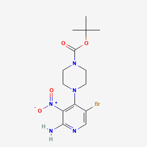 molecular formula C14H20BrN5O4 B8791330 tert-Butyl 4-(2-amino-5-bromo-3-nitropyridin-4-yl)piperazine-1-carboxylate 