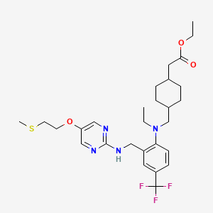 molecular formula C28H39F3N4O3S B8791747 Ethyl 2-(trans-4-((ethyl(2-(((5-(2-(methylthio)ethoxy)pyrimidin-2-yl)amino)methyl)-4-(trifluoromethyl)phenyl)amino)methyl)cyclohexyl)acetate 