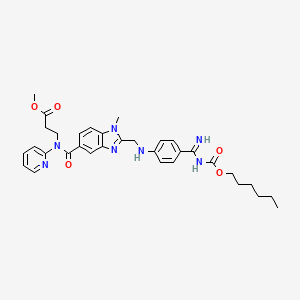 molecular formula C33H39N7O5 B8792075 methyl 3-(2-(((4-(N-((hexyloxy)carbonyl)carbamimidoyl)phenyl)amino)methyl)-1-methyl-N-(pyridin-2-yl)-1H-benzo[d]imidazole-5-carboxamido)propanoate 