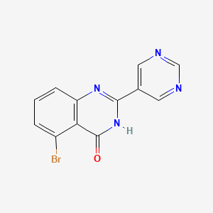 molecular formula C12H7BrN4O B8792252 5-Bromo-2-(pyrimidin-5-YL)quinazolin-4-OL 