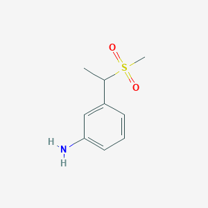 molecular formula C9H13NO2S B8792410 3-(1-Methanesulfonylethyl)aniline 