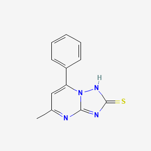 molecular formula C12H10N4S B8792616 5-Methyl-7-phenyl-[1,2,4]triazolo[1,5-a]pyrimidine-2(1H)-thione CAS No. 56347-10-5