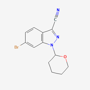 molecular formula C13H12BrN3O B8792798 6-Bromo-1-(tetrahydro-2H-pyran-2-yl)-1H-indazole-3-carbonitrile 