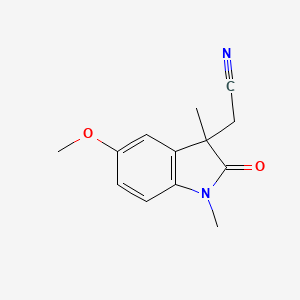 molecular formula C13H14N2O2 B8792830 (5-Methoxy-1,3-dimethyl-2-oxo-2,3-dihydro-1H-indol-3-yl)acetonitrile 