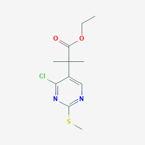 molecular formula C11H15ClN2O2S B8792837 Ethyl 2-(4-chloro-2-(methylthio)pyrimidin-5-yl)-2-methylpropanoate 