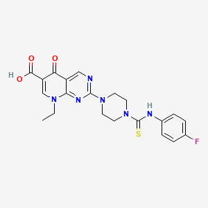 molecular formula C21H21FN6O3S B8792863 2-(4-{[(4-Fluorophenyl)amino]carbonothioyl}-1-piperazinyl)-8-ethyl-5-oxo-5,8-dihydropyrido[2,3-d]pyrimidine-6-carboxylic Acid 
