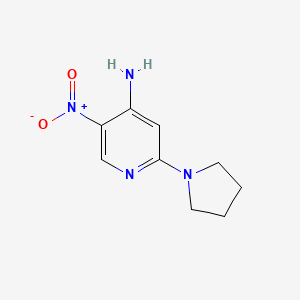 molecular formula C9H12N4O2 B8792982 5-Nitro-2-(pyrrolidin-1-YL)pyridin-4-amine 