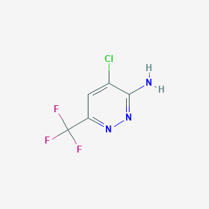 molecular formula C5H3ClF3N3 B8793101 4-Chloro-6-trifluoromethyl-3-pyridazinamine 