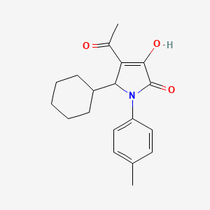 molecular formula C19H23NO3 B8793458 2H-Pyrrol-2-one, 4-acetyl-5-cyclohexyl-1,5-dihydro-3-hydroxy-1-(4-methylphenyl)- 