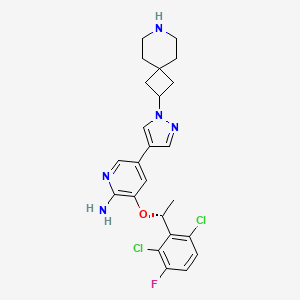 molecular formula C24H26Cl2FN5O B8793463 (R)-5-(1-(7-azaspiro[3.5]nonan-2-yl)-1H-pyrazol-4-yl)-3-(1-(2,6-dichloro-3-fluorophenyl)ethoxy)pyridin-2-amine 